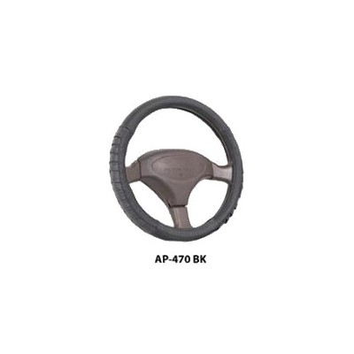 Оплетка на руль Genuine Leather, черная кожа "гармошка" AP-470 изделия уточняется при оформлении заказ инфо 10961b.